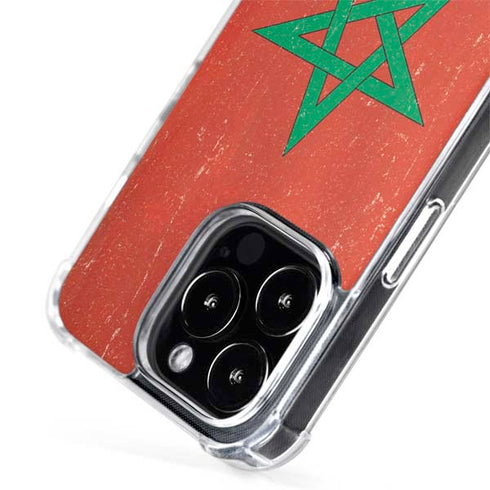 Morocco Flag Distressed iPhone 14 Pro Max MagSafe Case